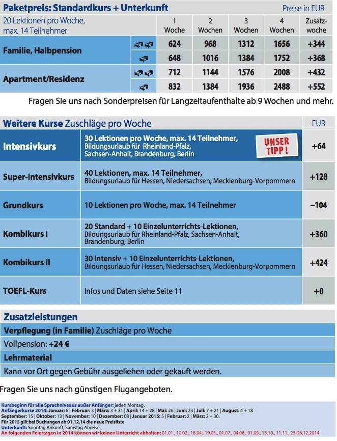 Preise 2014 Sprachreise Kanada Victoria