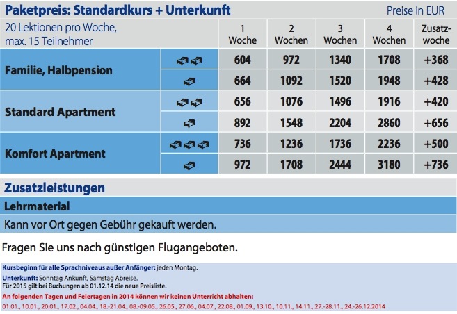 Preise 2014 Sprachreise USA Miami